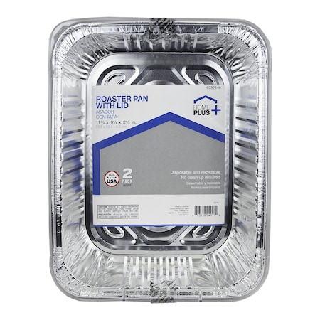 Home Plus Home Plus Durable Foil 9-1/4 in. W X 11-3/4 in. L Roaster Pan Silver 2 pc D88020
